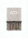 Acne Studios Textured Rectangular Scarf With Fringed Ends In Gray