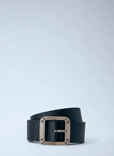 Acne Studios Textured Reversible Leather Belt In Black