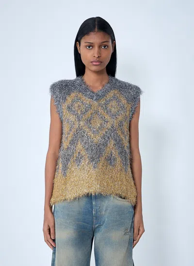 Acne Studios Textured Sleeveless Knit Top In Gold