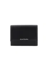 Acne Studios Black Trifold Wallet With Logo In Smooth Leather Man In Black