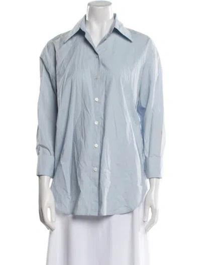 Pre-owned Acne Studios Three-quarter Sleeve Button-up Top In Blue