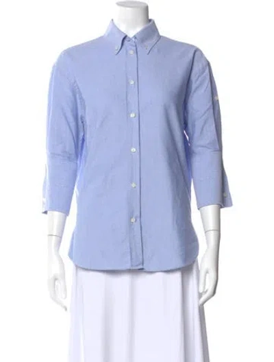 Pre-owned Acne Studios Three-quarter Sleeve Button-up Top In Blue