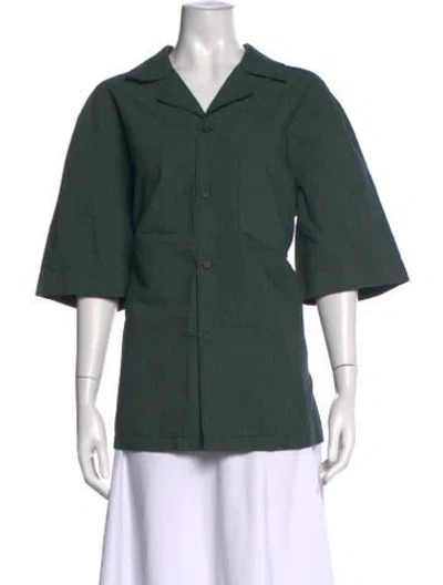 Pre-owned Acne Studios Three-quarter Sleeve Button-up Top In Green