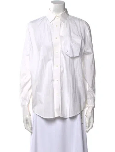 Pre-owned Acne Studios Three-quarter Sleeve Button-up Top In White