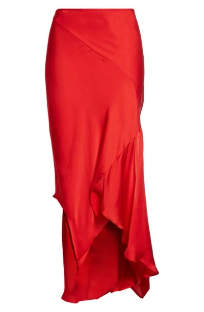 Acne Studios 垂褶真丝不对称迷笛半身裙 In Red