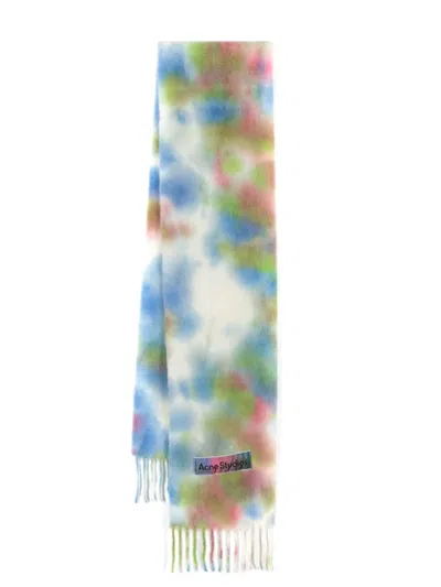 Acne Studios Tie-dye Brushed Scarf In Green