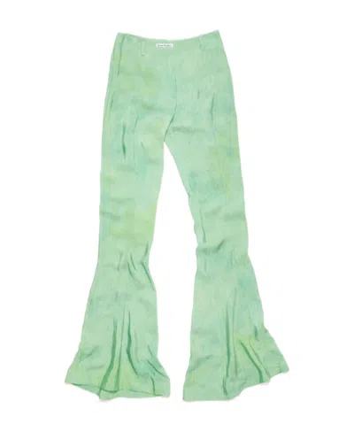 Acne Studios Tie-dye Flared Trousers In Green