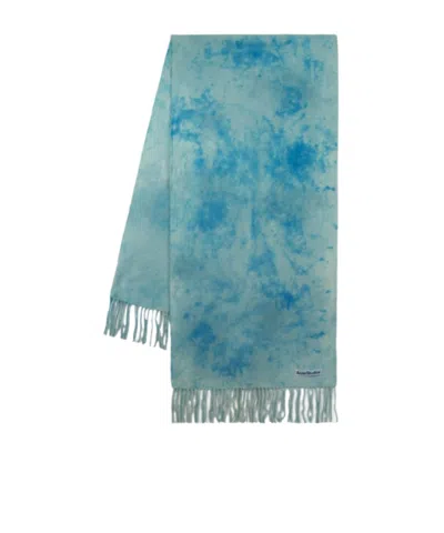 Acne Studios Tie-dye Logo Patch Scarf In Blue