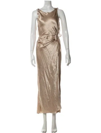Pre-owned Acne Studios Tie Neck Long Dress In Neutrals