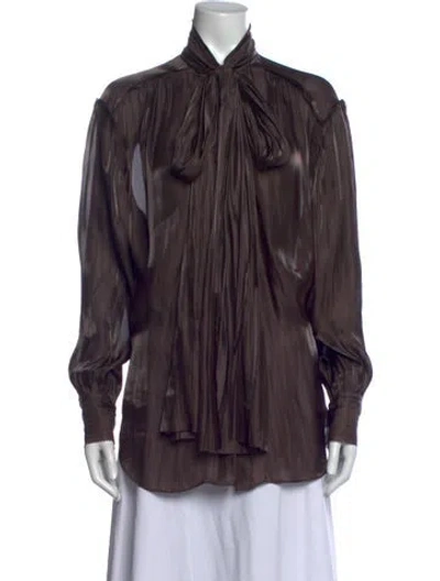 Pre-owned Acne Studios Tie Neck Long Sleeve Blouse In Grey