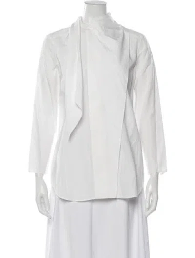 Pre-owned Acne Studios Tie Neck Long Sleeve Blouse In White