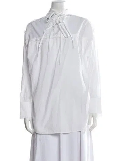 Pre-owned Acne Studios Tie Neck Long Sleeve Top In White