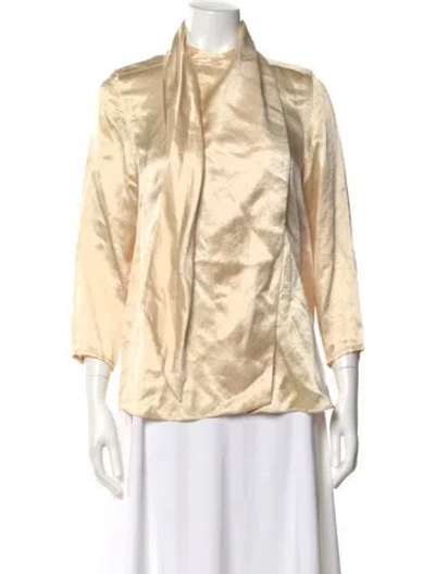 Pre-owned Acne Studios Tie Neck Three-quarter Sleeve Blouse In Yellow