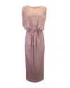 Acne Studios Tie Waist Maxi Dress In Pink Polyester In Pink
