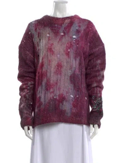 Pre-owned Acne Studios Tie-dye Print Crew Neck Sweater In Purple