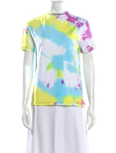 Pre-owned Acne Studios Tie-dye Print Crew Neck T-shirt In Blue