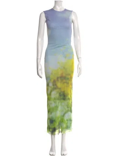 Pre-owned Acne Studios Tie-dye Print Long Dress In Blue