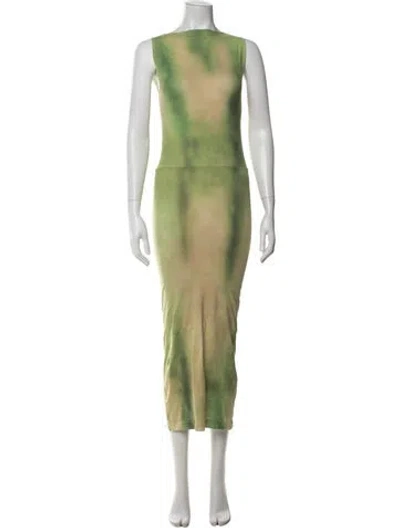 Pre-owned Acne Studios Tie-dye Print Long Dress In Green