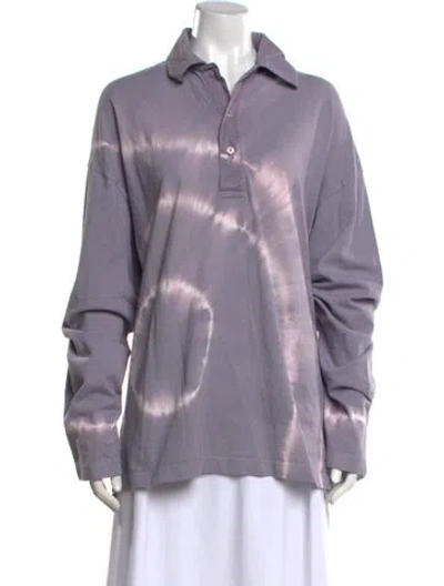Pre-owned Acne Studios Tie-dye Print Long Sleeve Polo In Purple