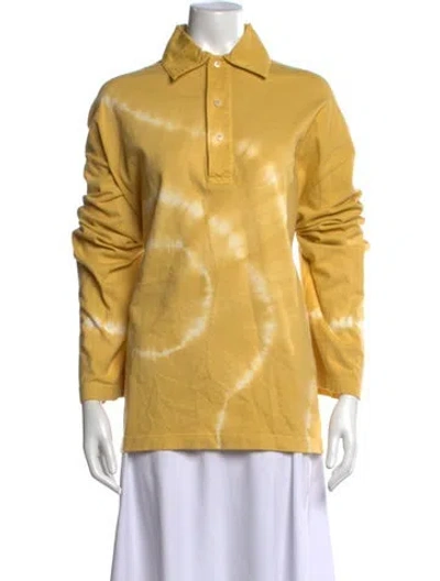 Pre-owned Acne Studios Tie-dye Print Long Sleeve Polo In Yellow