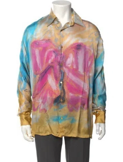Pre-owned Acne Studios Tie-dye Print Long Sleeve Shirt In Blue