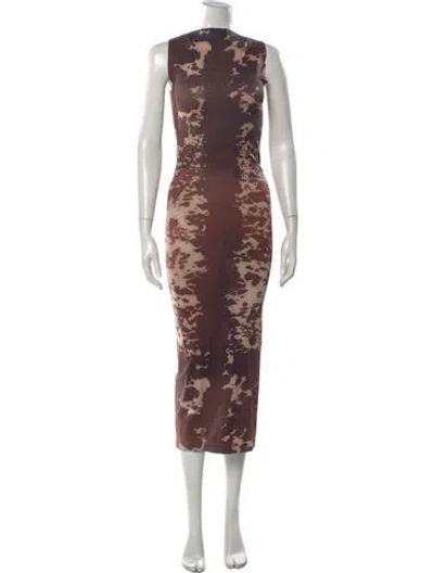 Pre-owned Acne Studios Tie-dye Print Midi Length Dress In Brown