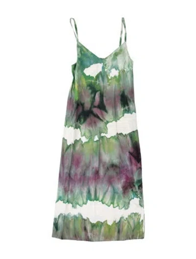Pre-owned Acne Studios Tie-dye Print Midi Length Dress In Green