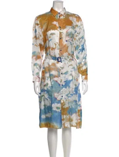 Pre-owned Acne Studios Tie-dye Print Midi Length Dress In White