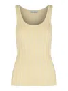 Acne Studios Ribbed Texture Scoop Neck Tank Top In Cream