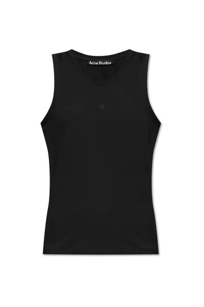Acne Studios Logo Patch Jersey Tank Top In Black