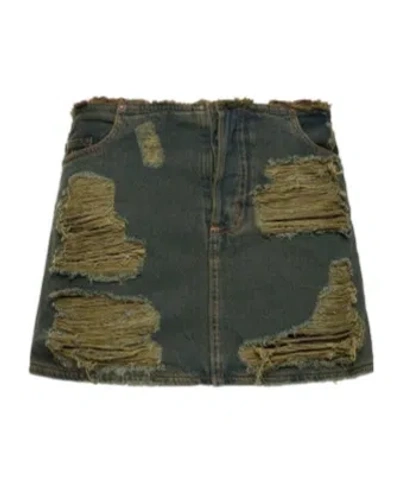 Acne Studios Torn Denim Skirt In Multi