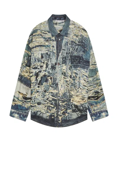 ACNE STUDIOS TORN SCRIBBLE TROMPE L'OEIL LONG SLEEVE SHIRT
