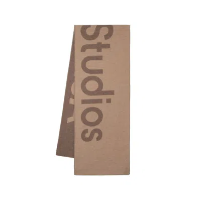 Acne Studios Toronty Logo Scarf - Wool - Camel In Brown