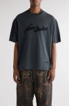 Acne Studios Exford Tourist Logo Piqué T-shirt In 黑色