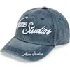 Acne Studios Carliy Logo Cotton Cap In Washed Blue