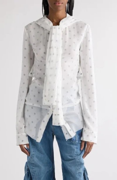 Acne Studios Tow Polka Dot Georgette Shirt In Black/white