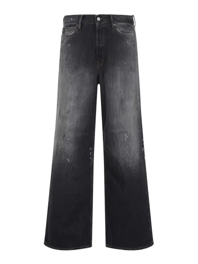 Acne Studios Trafalgar Wide Leg Jeans With Faded Effect In Black