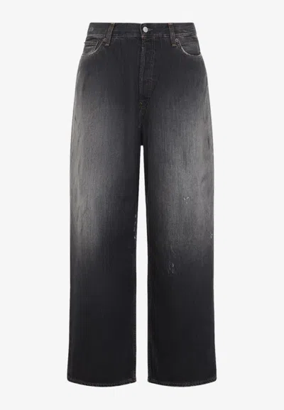 Acne Studios Trafalgar Wide Leg Jeans With Faded Effect In Black