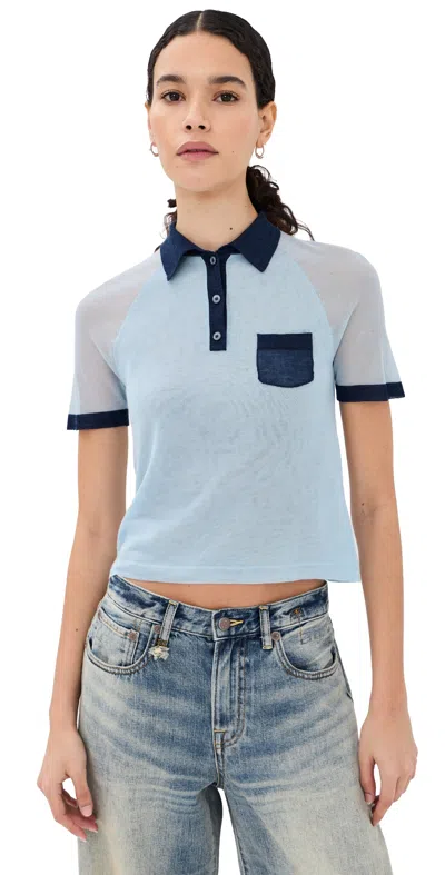 Acne Studios Transparent Polo Sweater Light Blue/navy