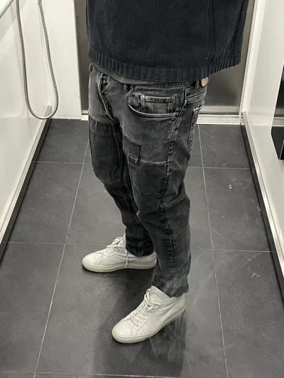Pre-owned Acne Studios Trashed Patchwork Slim Jeans In Gray