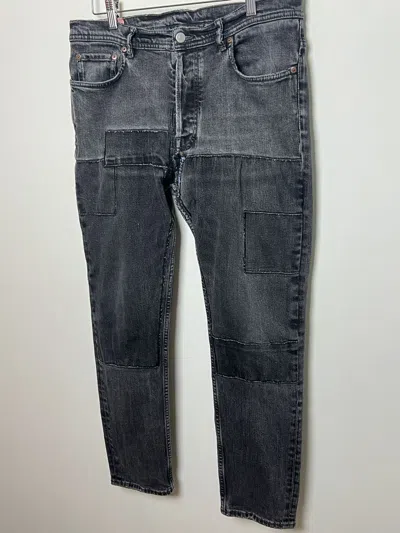 Pre-owned Acne Studios Trashed Patchwork Slim Jeans In Gray