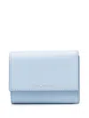 Acne Studios Tri-fold Leather Wallet In Baby Blue,brown