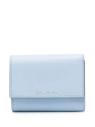 Acne Studios Tri-fold Leather Wallet In 蓝色