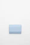 Acne Studios Tri-fold Leather Wallet In Baby Blue,brown