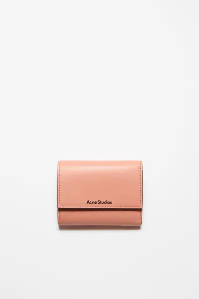 Acne Studios Trifold Leather Wallet In Salmon Pink