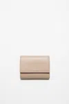 Acne Studios Trifold Leather Wallet In Taupe Beige