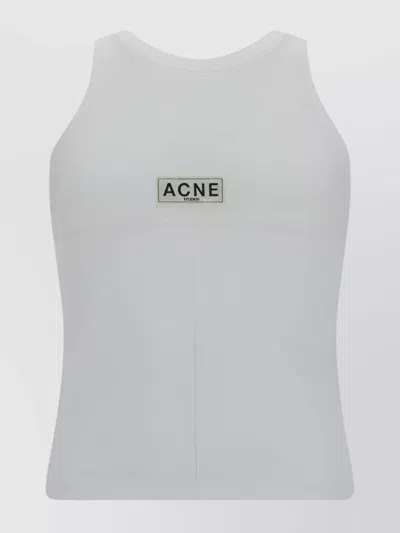 Acne Studios Trimmed Cotton Sleeveless Paneled Top In White
