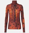 Acne Studios Edenise Teddy Print Long Sleeve Mesh Top In Brown