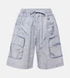 Acne Studios Printed Linen & Cotton Shorts In Blue