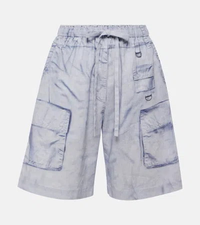 Acne Studios Trompe L'ail Linen And Cotton Bermuda Shorts In Lilac